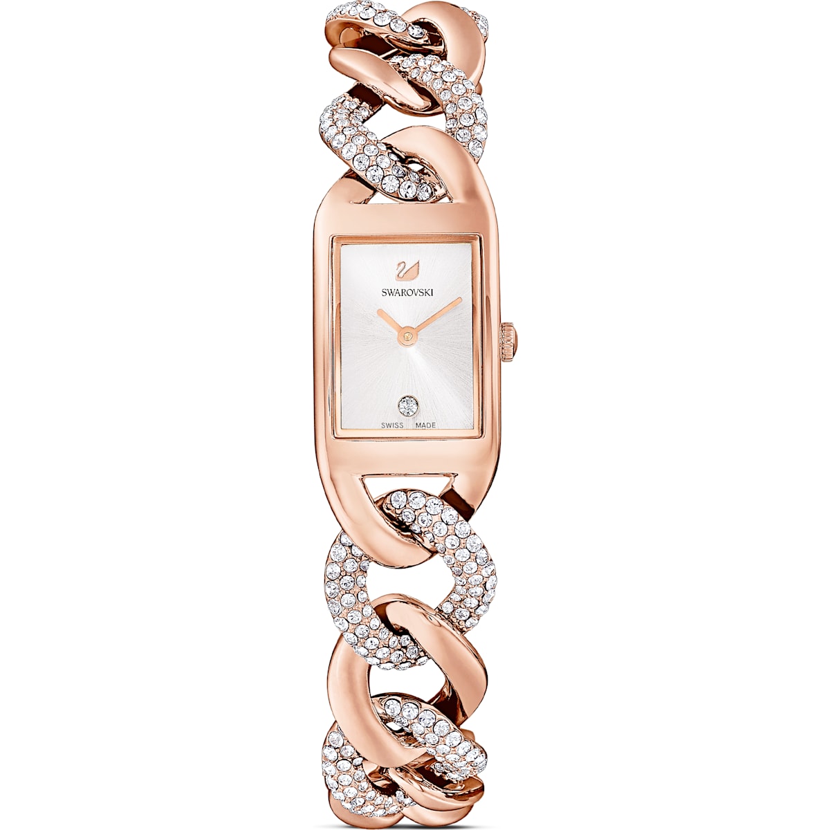 Cocktail watch - metal bracelet - rose colored - rhodium plated