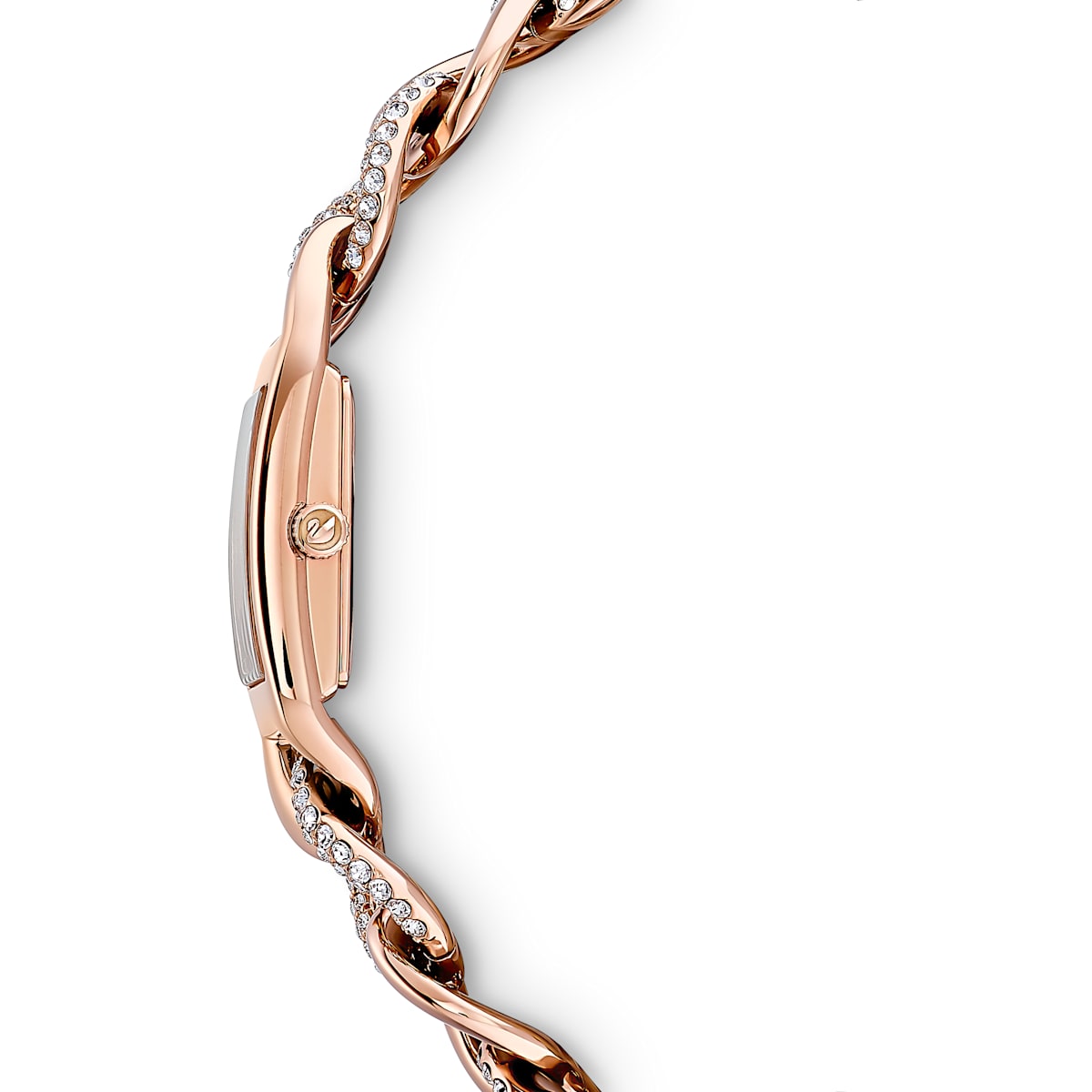 Cocktail watch - metal bracelet - rose colored - rhodium plated