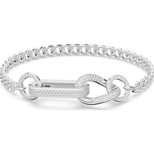 Dextera Armband Pavé, Gemischte Glieder, Weiß, Rhodiniert - CRYSTAL UNTERBERGER