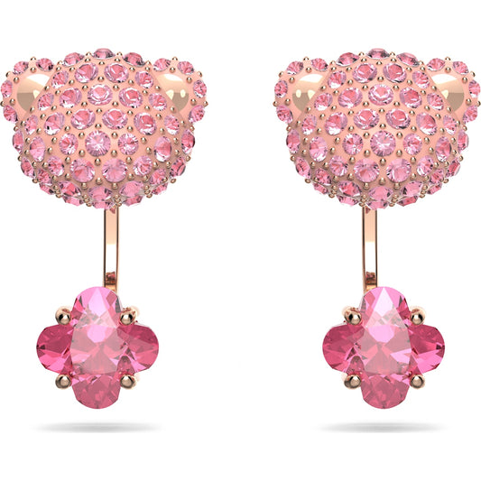 Swarovski - Teddy Drop-Ohrhänger Rosa, Roségold-Legierungsschicht - CRYSTAL UNTERBERGER