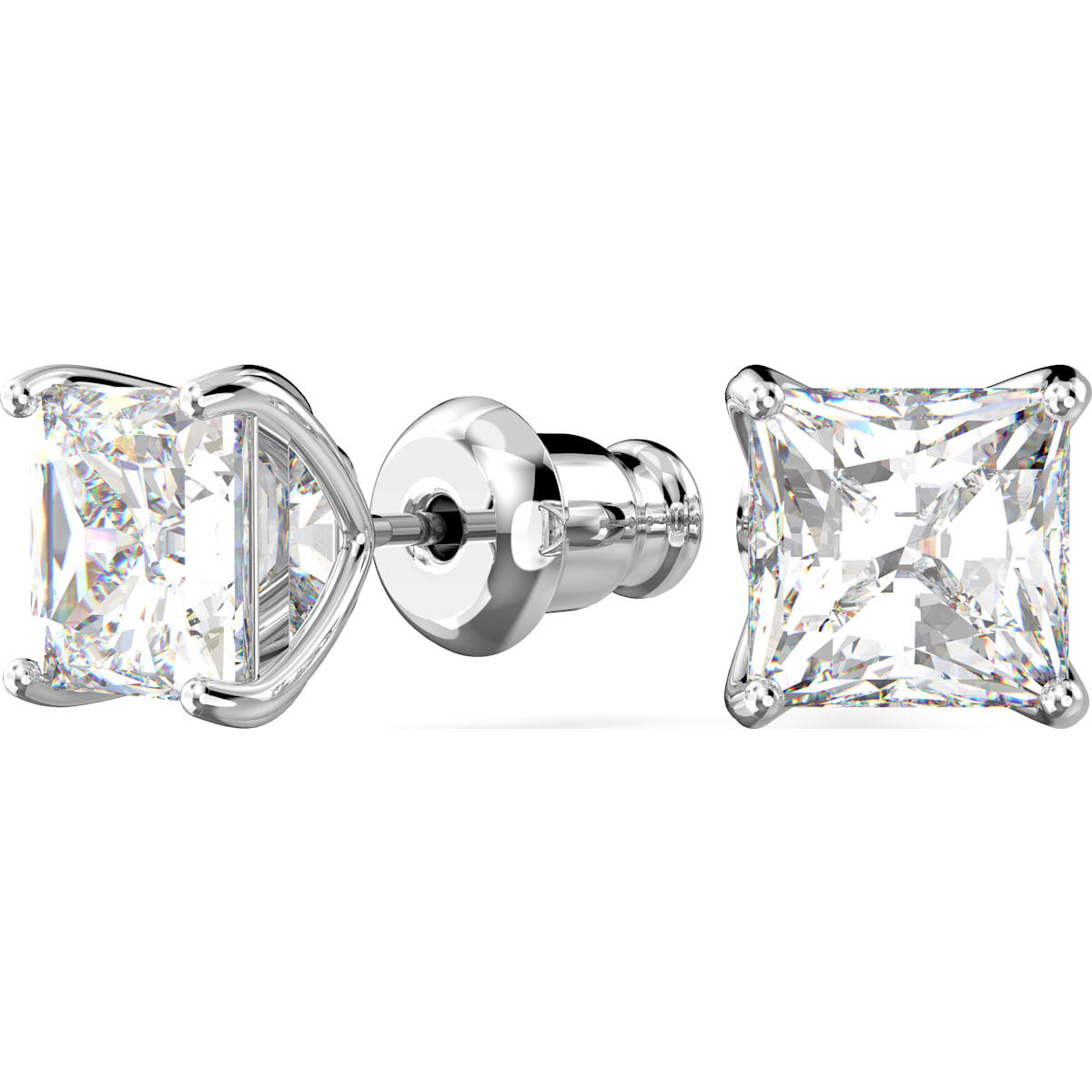 Swarovski - Attract Ohrstecker, Kristall im Quadrat-Schliff, Weiss, Rhodiniert - CRYSTAL UNTERBERGER