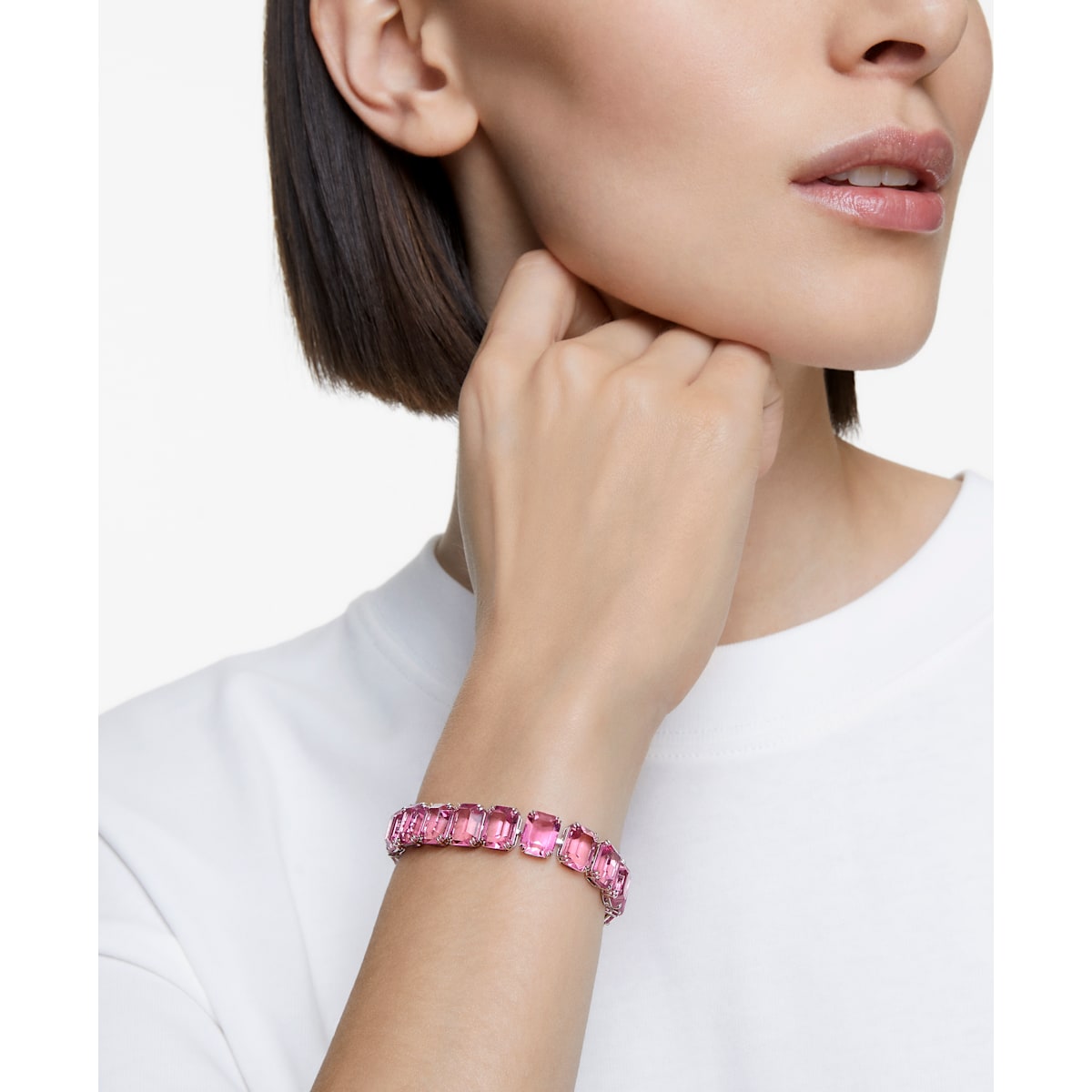 Swarovski - Millenia Armband, Kristalle mit Oktagon-Schliff, Rosa, Rhodiniert - CRYSTAL UNTERBERGER