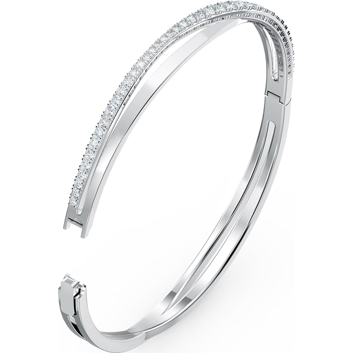 Swarovski - Twist Armreif, Weiss, Rhodiniert - CRYSTAL UNTERBERGER