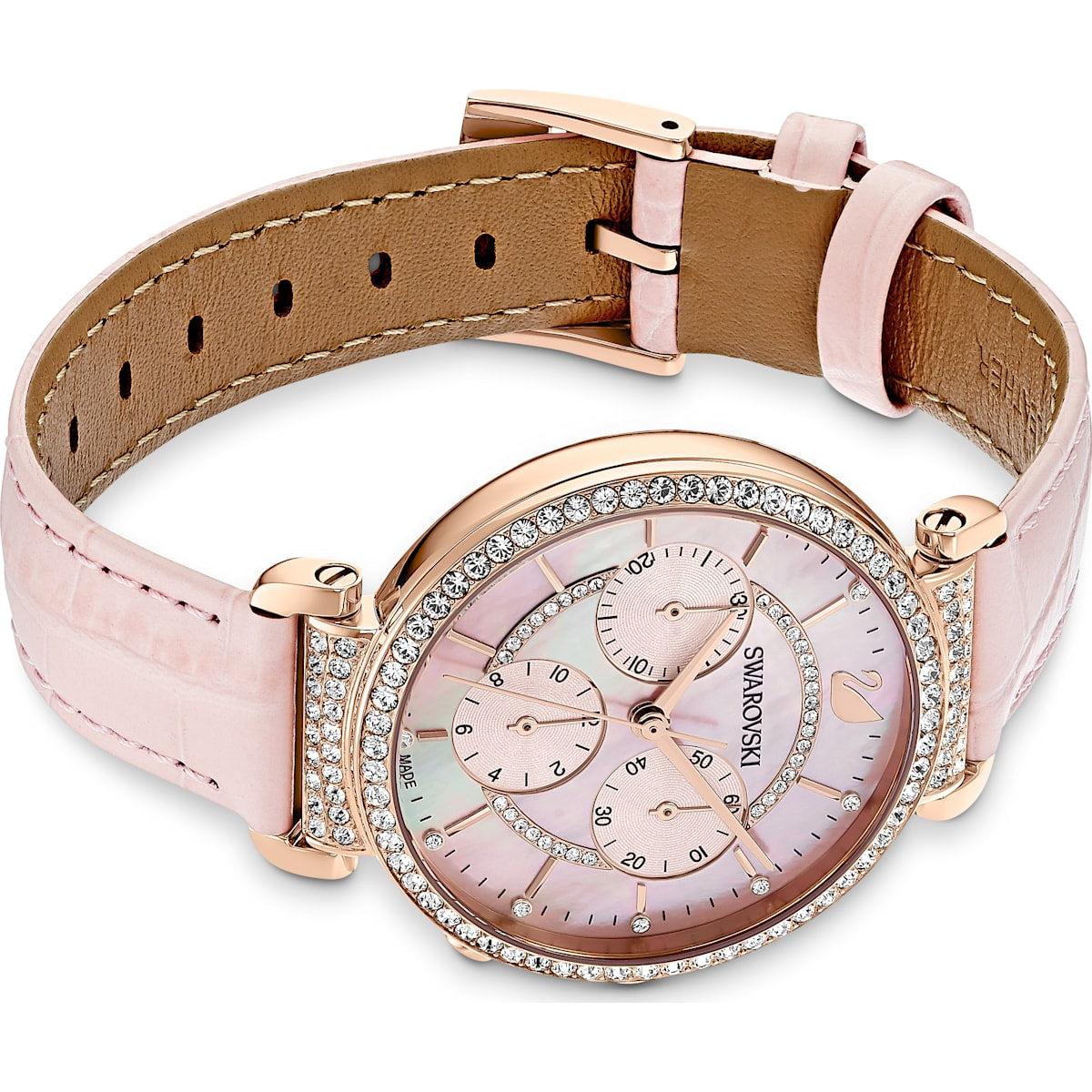 Swarovski - Passage Chrono Uhr, Lederarmband, Rosa, Rosegold-Legierungsschicht PVD-Finish - CRYSTAL UNTERBERGER