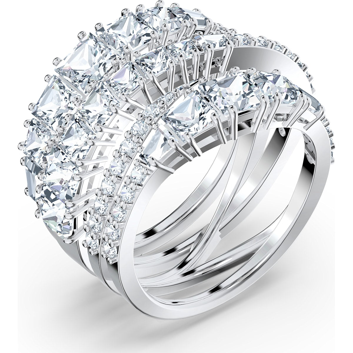 Swarovski - Twist Wrap Ring, Weiss, Rhodiniert - CRYSTAL UNTERBERGER